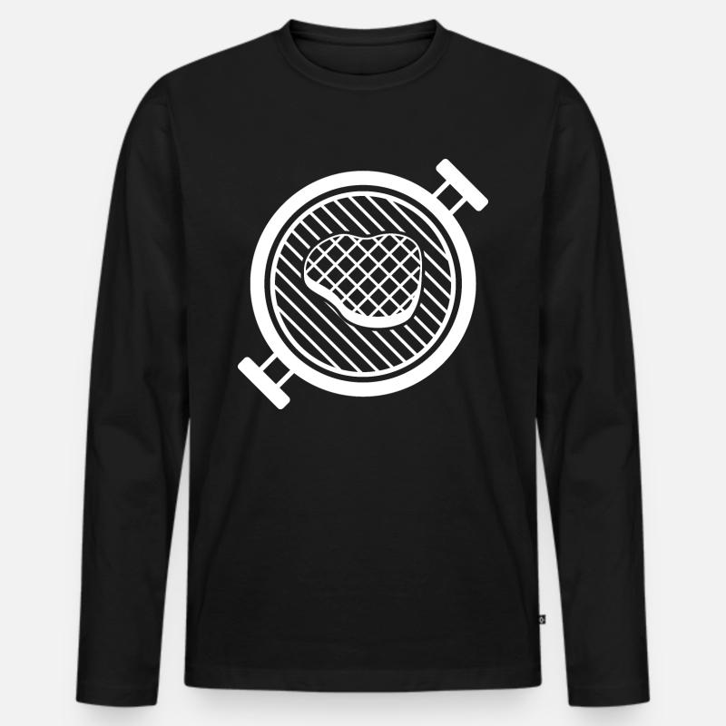 BBQ Grill mit Grillfleisch - Männer Premium Bio Langarmshirt - Schwarz