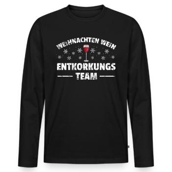 Weihnachten Weinnachten Wein Entkorkungs Geschenk - Männer Premium Bio Langarmshirt - Schwarz - Vorne - Nico (187cm)