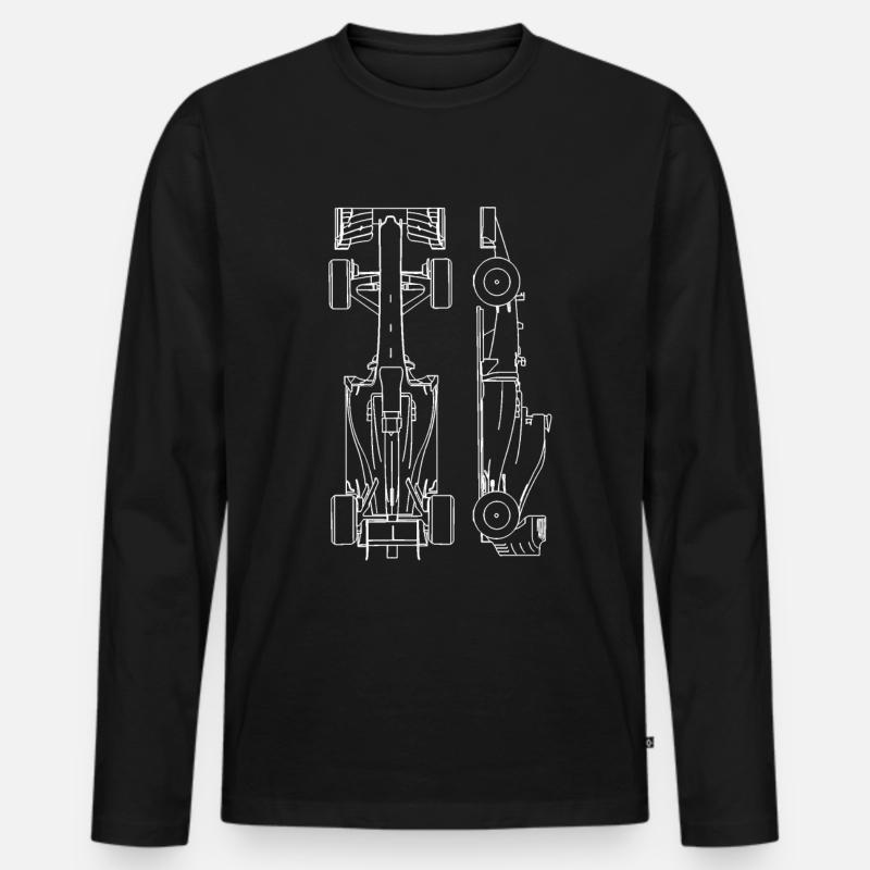 Rennwagen Blaupause - Männer Premium Bio Langarmshirt - Schwarz