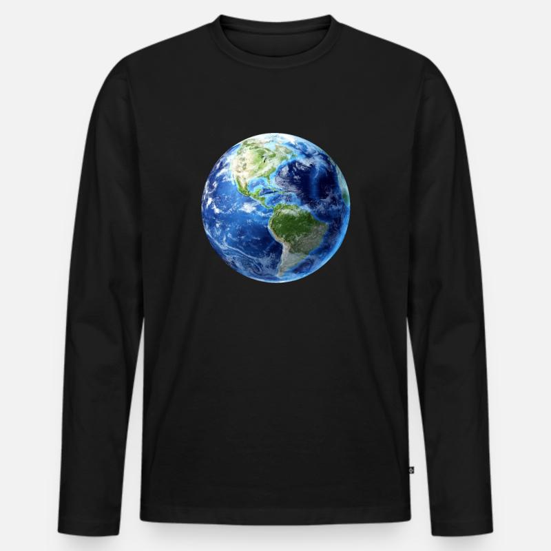 Planet Erde - Männer Premium Bio Langarmshirt - Schwarz