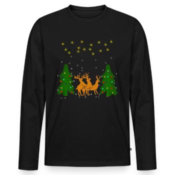 Rentier Weihnachtsfeier - Männer Premium Bio Langarmshirt - Schwarz - Vorne - Nico (187cm)