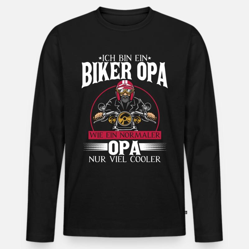 Biker Opa Geschenk - Männer Premium Bio Langarmshirt - Schwarz