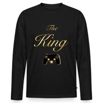 The King - Männer Premium Bio Langarmshirt - Schwarz - Vorne - Nico (187cm)