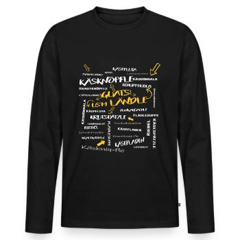 Ländle Vorarlberg Essen Dialekt Lustig Humor - Männer Premium Bio Langarmshirt - Schwarz - Vorne - Nico (187cm)