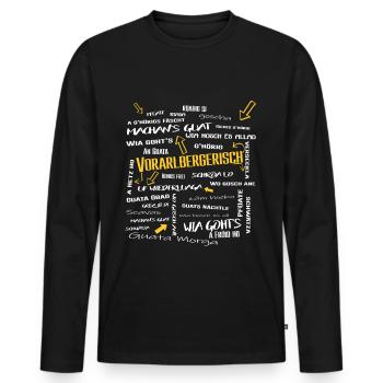 Vorarlbergerisch Ländle Dialekt Lustig Humor - Männer Premium Bio Langarmshirt - Schwarz - Vorne - Nico (187cm)