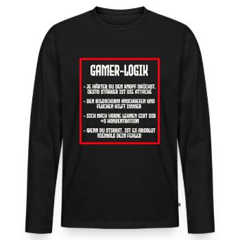 LOGIQUE DU GAMER - T-shirt manches longues Premium bio Homme - noir - Devant - Nico (187cm)