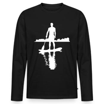 Stand Up Paddle Silhouette SUP - Men's Premium Organic Long Sleeve Shirt - black - Front - Nico (187cm)