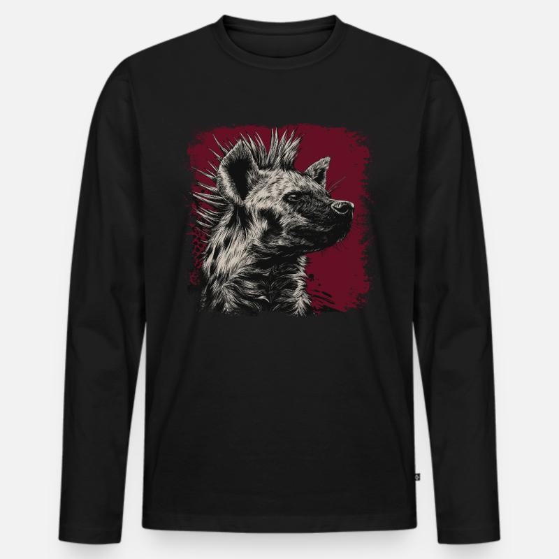 Punkrock Hyäne - Männer Premium Bio Langarmshirt - Schwarz