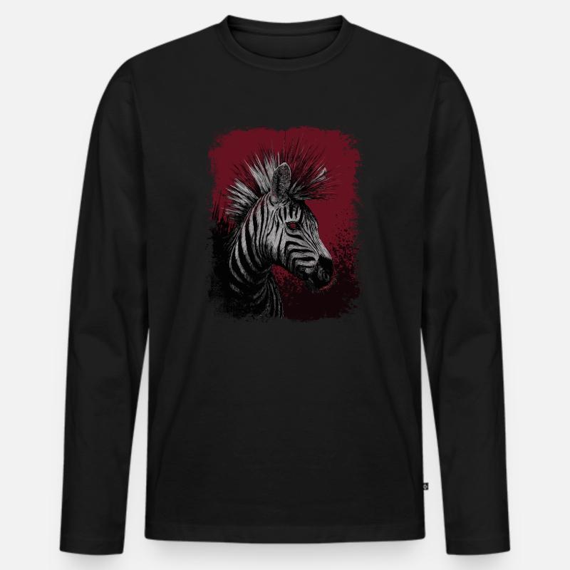 Zebra Punk - Männer Premium Bio Langarmshirt - Schwarz