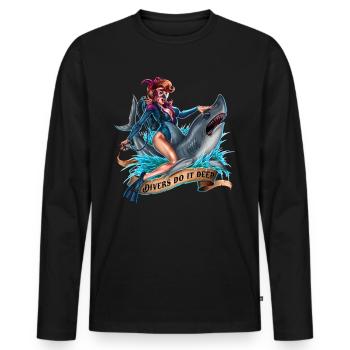 SPD - Tauchen - Divers do it deep - sexy Lady with - Männer Premium Bio Langarmshirt - Schwarz - Vorne - Nico (187cm)