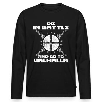 Mourir dans le combat et aller à Walhalla - T-shirt manches longues Premium bio Homme - noir - Devant - Nico (187cm)