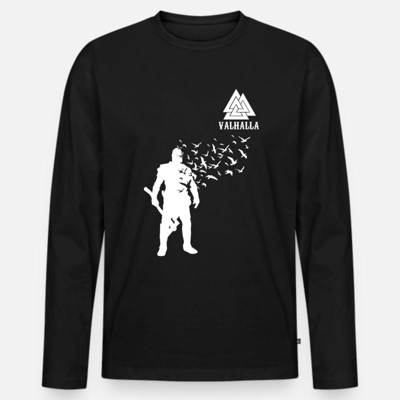 Valhalla Wikinger Axt Krieger Geschenk - Männer Premium Bio Langarmshirt - Schwarz