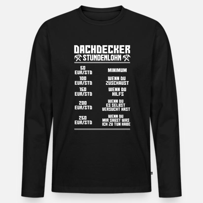 Arbeit & Beruf | Dachdecker Geschenk - Männer Premium Bio Langarmshirt - Schwarz