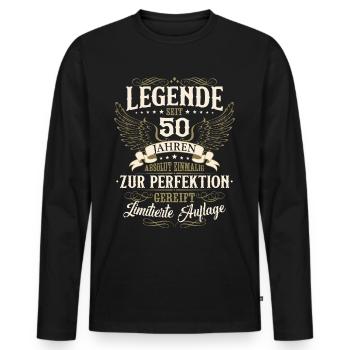 50 Birthday Legend Birthday Saying 50 Years - Men's Premium Organic Long Sleeve Shirt - black - Front - Nico (187cm)