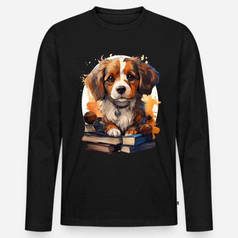 Beagle - Männer Premium Bio Langarmshirt - Schwarz