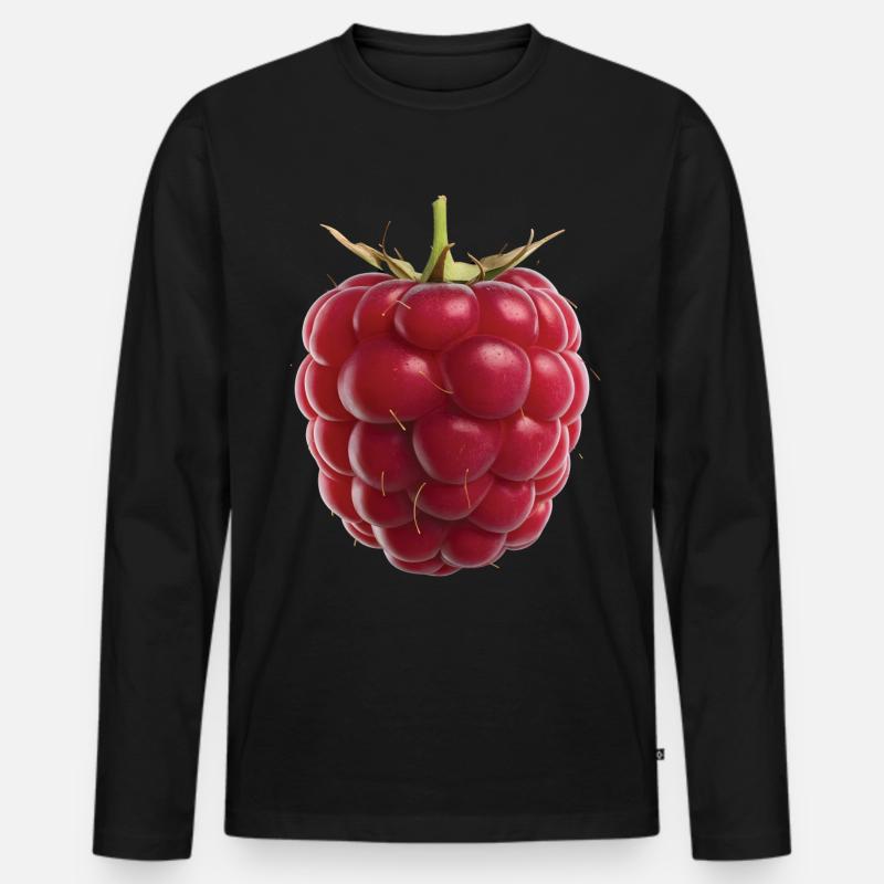 Himbeere Frucht Geschenk - Männer Premium Bio Langarmshirt - Schwarz