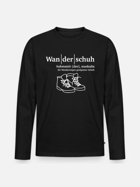 Wanderschuh Wandern - Männer Premium Bio Langarmshirt - Schwarz
