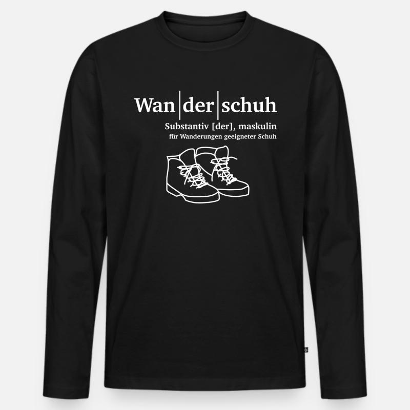 Wanderschuh Wandern - Männer Premium Bio Langarmshirt - Schwarz