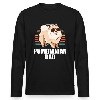 Zwergspitz Poméranie Papa Propriétaire de Chien Cadeau - T-shirt manches longues Premium bio Homme - noir - Devant - Nico (187cm)