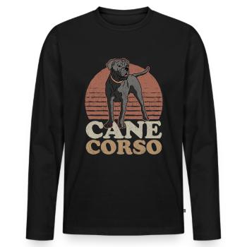 Cane Corso Italiano Chien Propriétaire Cadeau - T-shirt manches longues Premium bio Homme - noir - Devant - Nico (187cm)