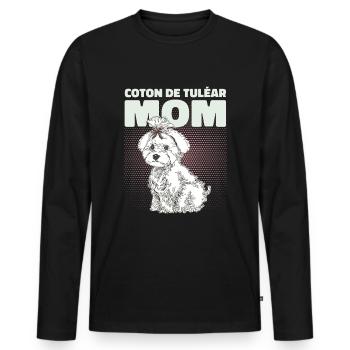 Coton de Tuléar Maman Chien Chien Propriétaire Cadeau - T-shirt manches longues Premium bio Homme - noir - Devant - Nico (187cm)