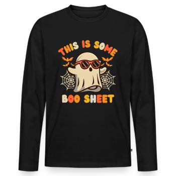 Halloween Ghost Sunglasses - Men's Premium Organic Long Sleeve Shirt - black - Front - Nico (187cm)