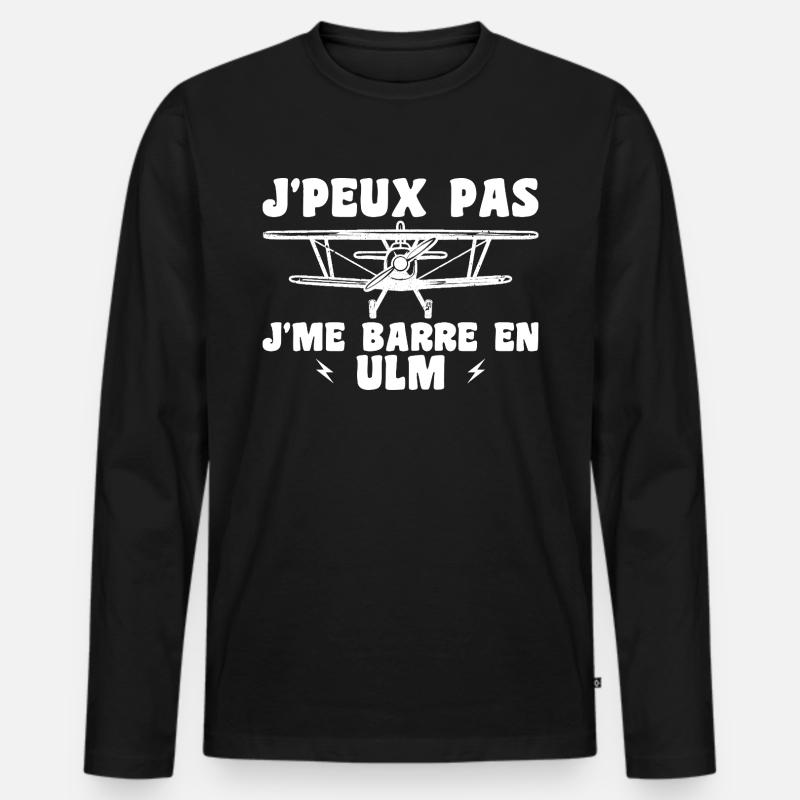 Flugzeug Humor Ulm - Männer Premium Bio Langarmshirt - Schwarz