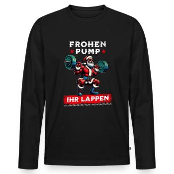 Weihnachten Gym Weihnachtsmann Fitness Training - Männer Premium Bio Langarmshirt - Schwarz - Vorne - Nico (187cm)