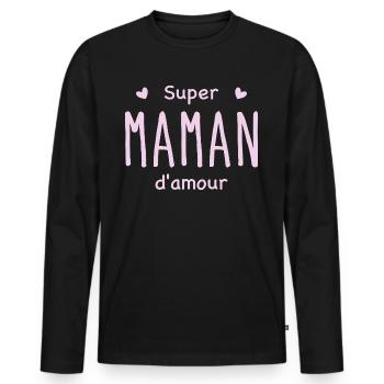 Super maman d'amour - T-shirt manches longues Premium bio Homme - noir - Devant - Nico (187cm)