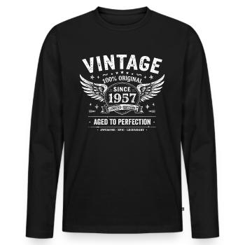 1957 Vintage 1957 68e Anniversaire 1957 Rétro 1957 - T-shirt manches longues Premium bio Homme - noir - Devant - Nico (187cm)
