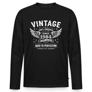 1984 Vintage 1984 41st Anniversary 1984 Retro 1984 - Men's Premium Organic Long Sleeve Shirt - black - Front - Nico (187cm)