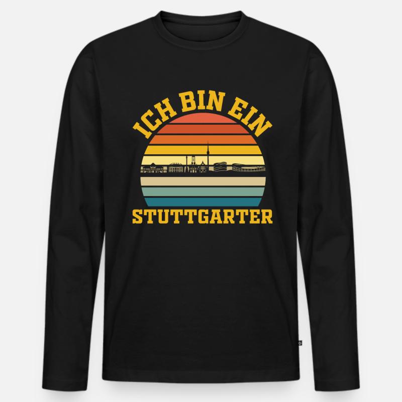 Stuttgart | Ich bin ein Stuttgarter - Männer Premium Bio Langarmshirt - Schwarz