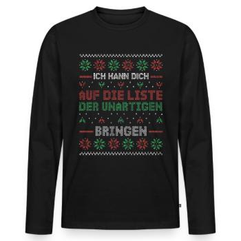 Weihnachten | Lustige Sprüche - Männer Premium Bio Langarmshirt - Schwarz - Vorne - Nico (187cm)
