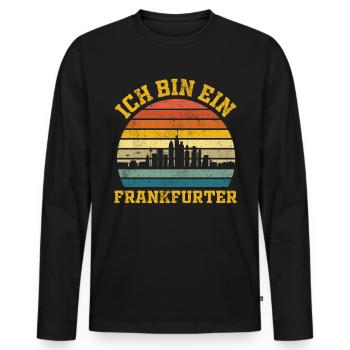 Frankfurt | Ich bin ein Frankfurter - Männer Premium Bio Langarmshirt - Schwarz - Vorne - Nico (187cm)
