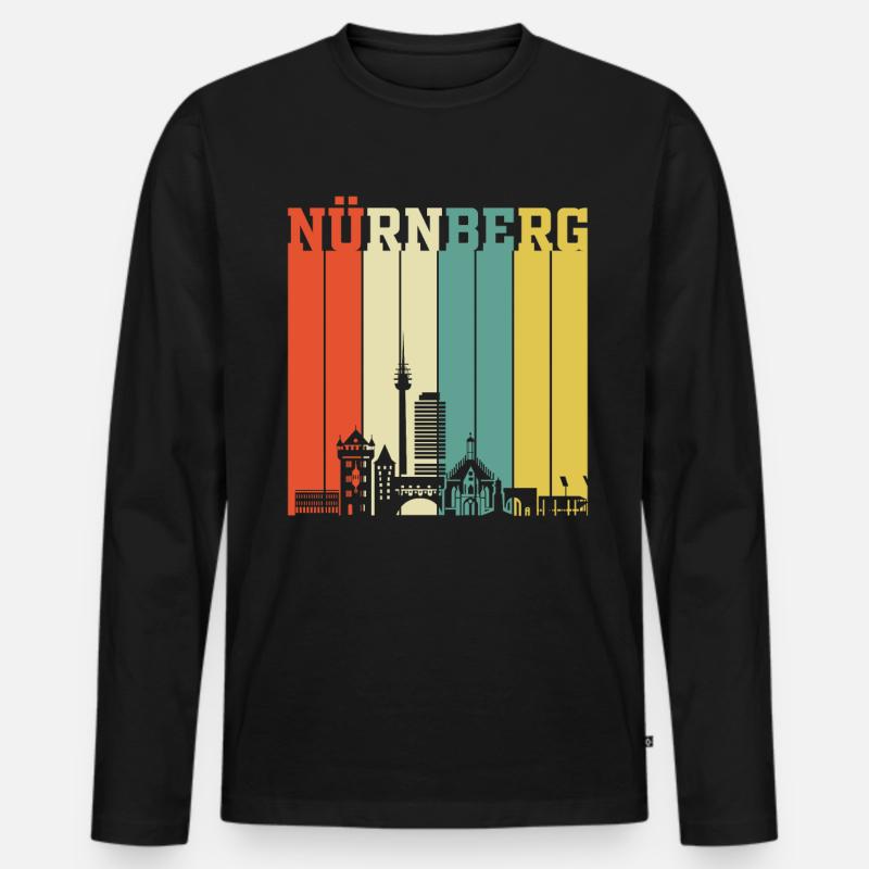 Nürnberg | Nürnberg Retro Vintage - Männer Premium Bio Langarmshirt - Schwarz