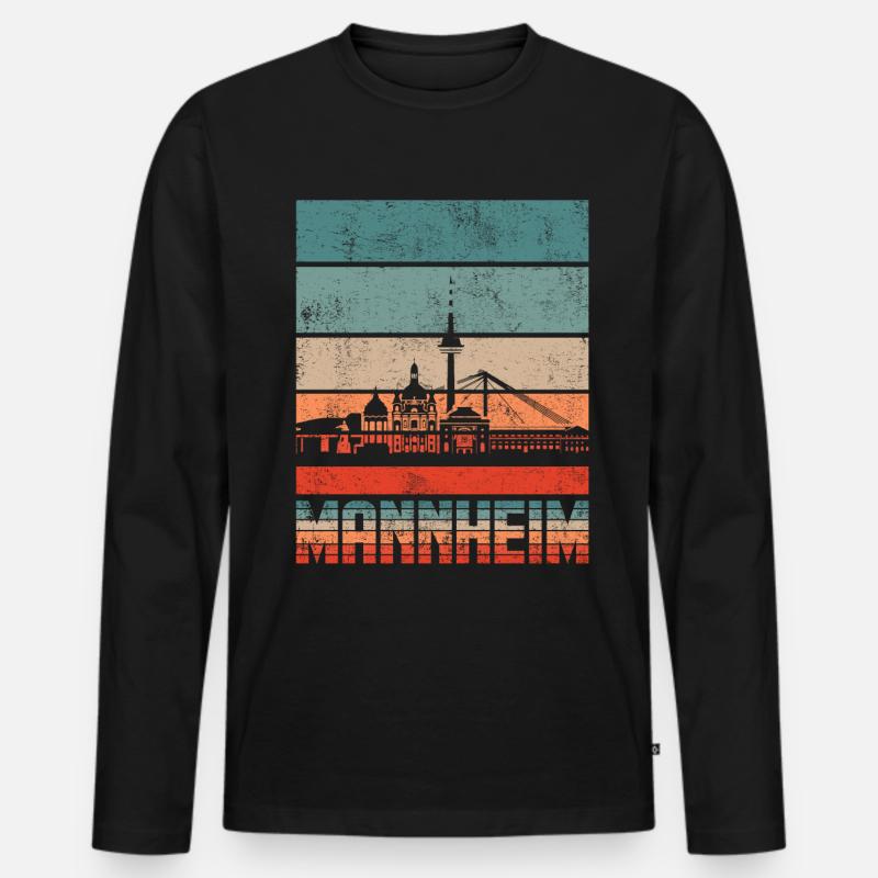 Mannheim - Männer Premium Bio Langarmshirt - Schwarz