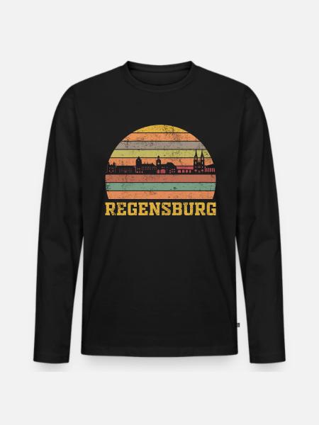 Regensburg - Männer Premium Bio Langarmshirt - Schwarz