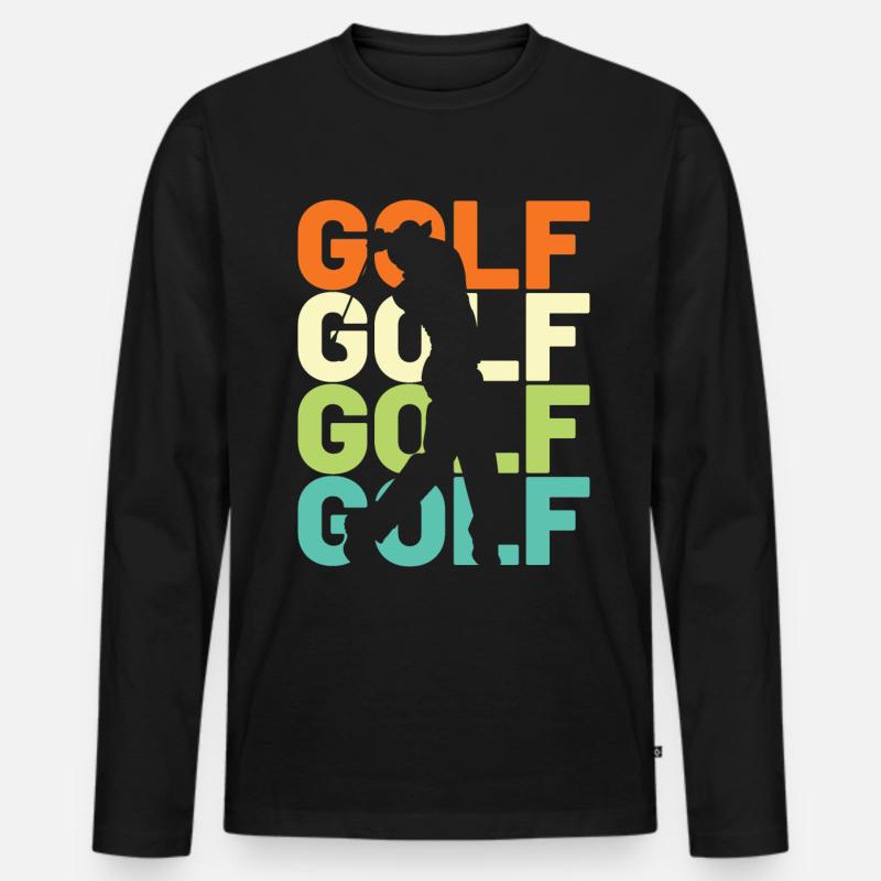 Golf Golfer Retro - Männer Premium Bio Langarmshirt - Schwarz