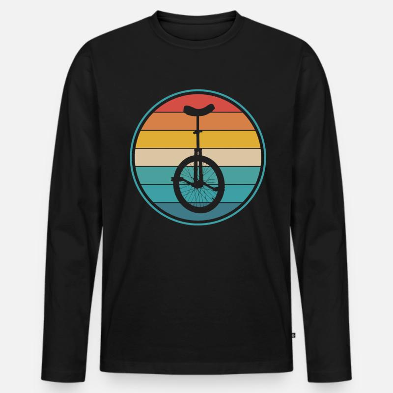 Einrad Retro - Männer Premium Bio Langarmshirt - Schwarz