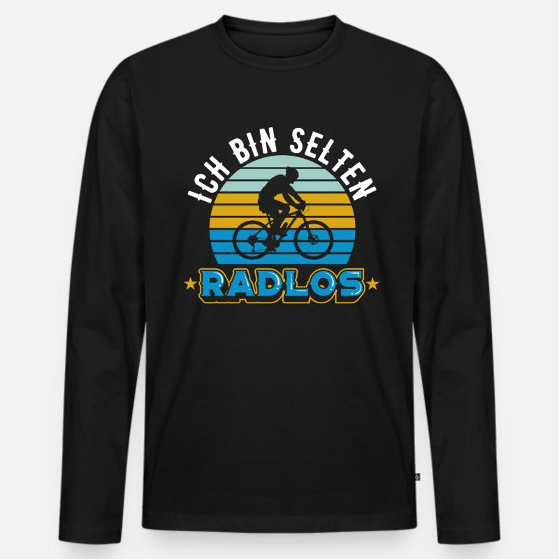 Fahrrad | Ich bin selten Radlos - Männer Premium Bio Langarmshirt - Schwarz