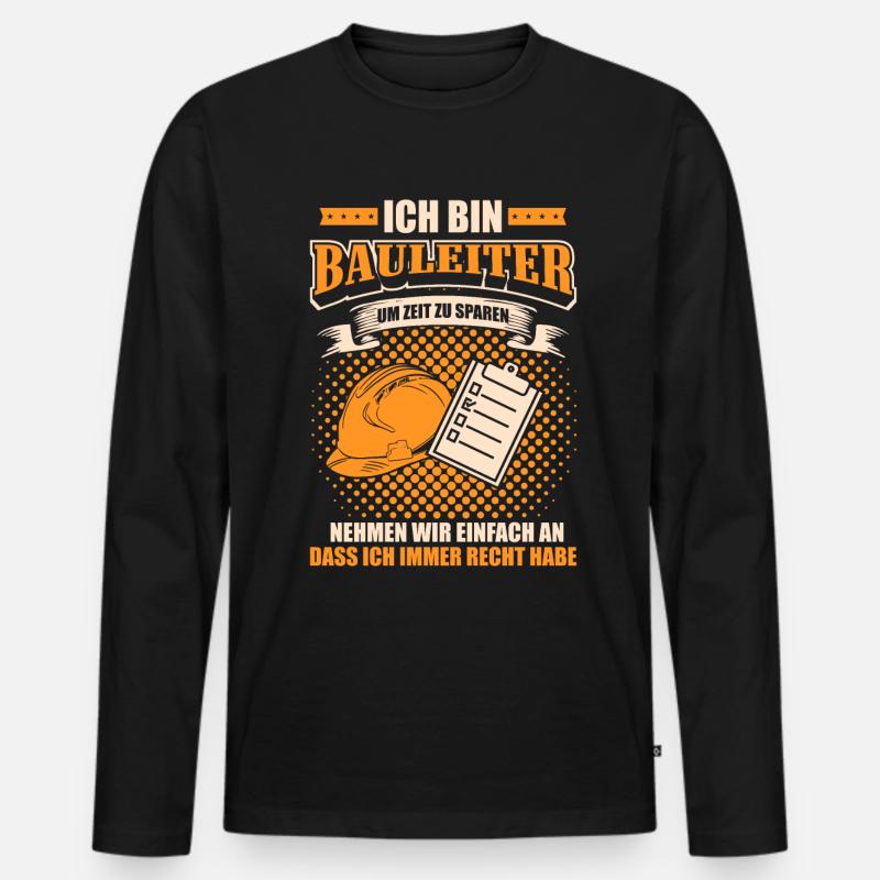Bauleiter - Männer Premium Bio Langarmshirt - Schwarz