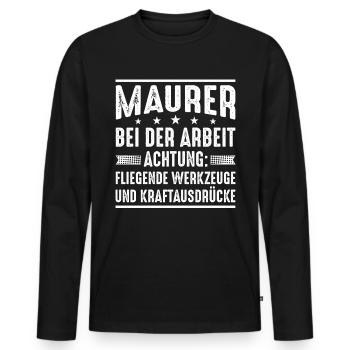 Maurer Spruch - Männer Premium Bio Langarmshirt - Schwarz - Vorne - Nico (187cm)