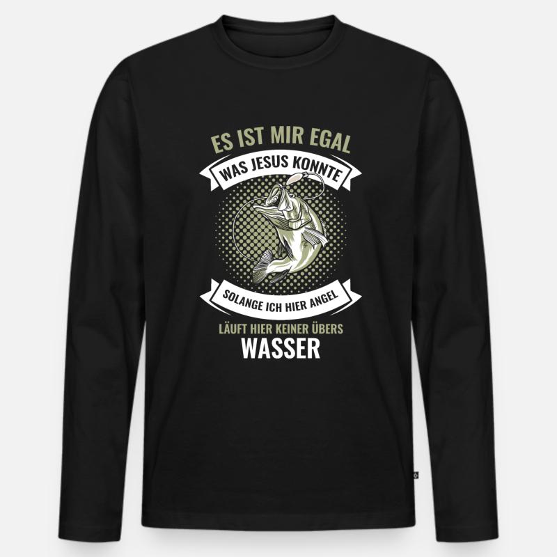 Angler - Männer Premium Bio Langarmshirt - Schwarz