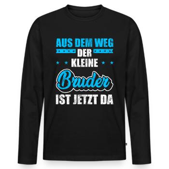 Kleiner Bruder Spruch - Männer Premium Bio Langarmshirt - Schwarz - Vorne - Nico (187cm)