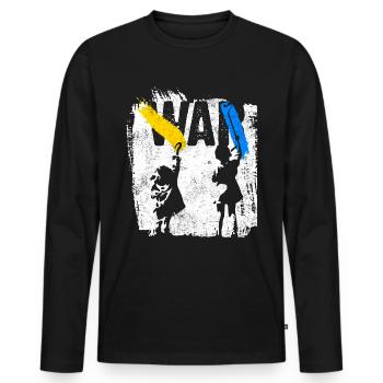 Ukraine | Freiheit kein Krieg Landesfarben - Männer Premium Bio Langarmshirt - Schwarz - Vorne - Nico (187cm)