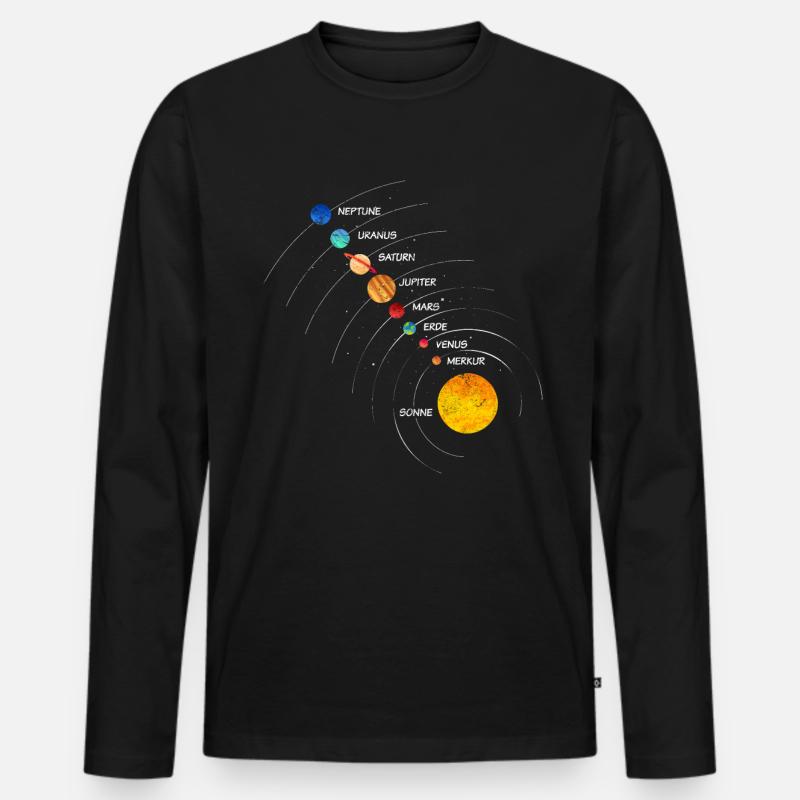 Sonnensystem - Männer Premium Bio Langarmshirt - Schwarz