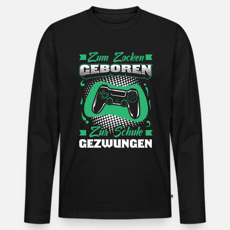 Gamer Spruch - Männer Premium Bio Langarmshirt - Schwarz