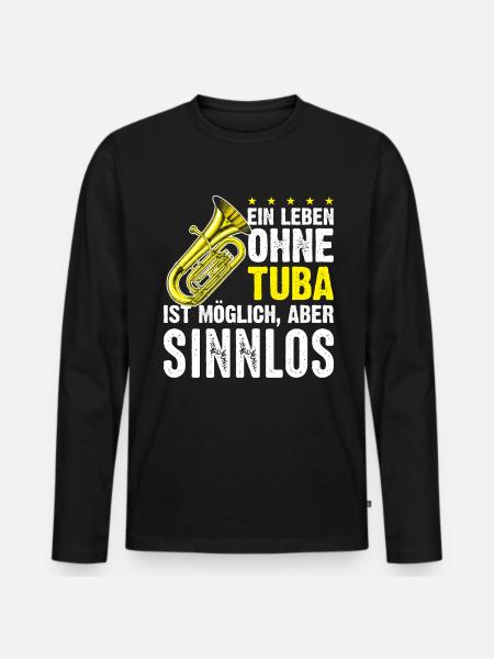 Tuba Orchester Spruch - Männer Premium Bio Langarmshirt - Schwarz