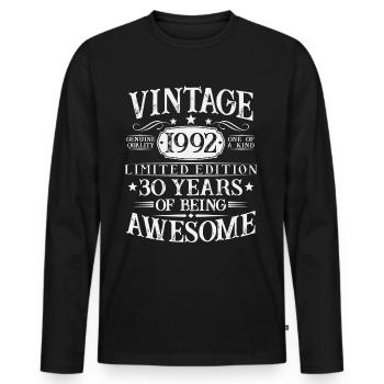 30ème Anniversaire Vintage 1992 Vintage Cadeau - T-shirt manches longues Premium bio Homme - noir - Devant - Nico (187cm)