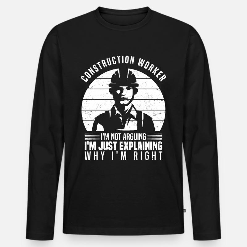 Bauarbeiter - Männer Premium Bio Langarmshirt - Schwarz